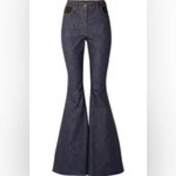 ROSIE ASSOULIN High-Rise Plaid-Pocket Flare-Leg Jeans (J1) - Picture 5 of 10